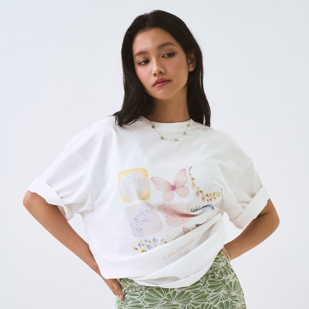우먼 판타지 아일랜드 오버핏 티셔츠 화이트
